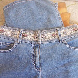 Escada Beaded Waist Flare Jeans